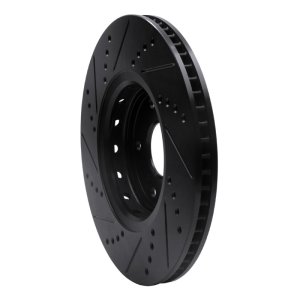 Acura ILX Brake Rotor (1) - Front Right - R1 Concepts - Drilled & Slotted - Black - `16-`22